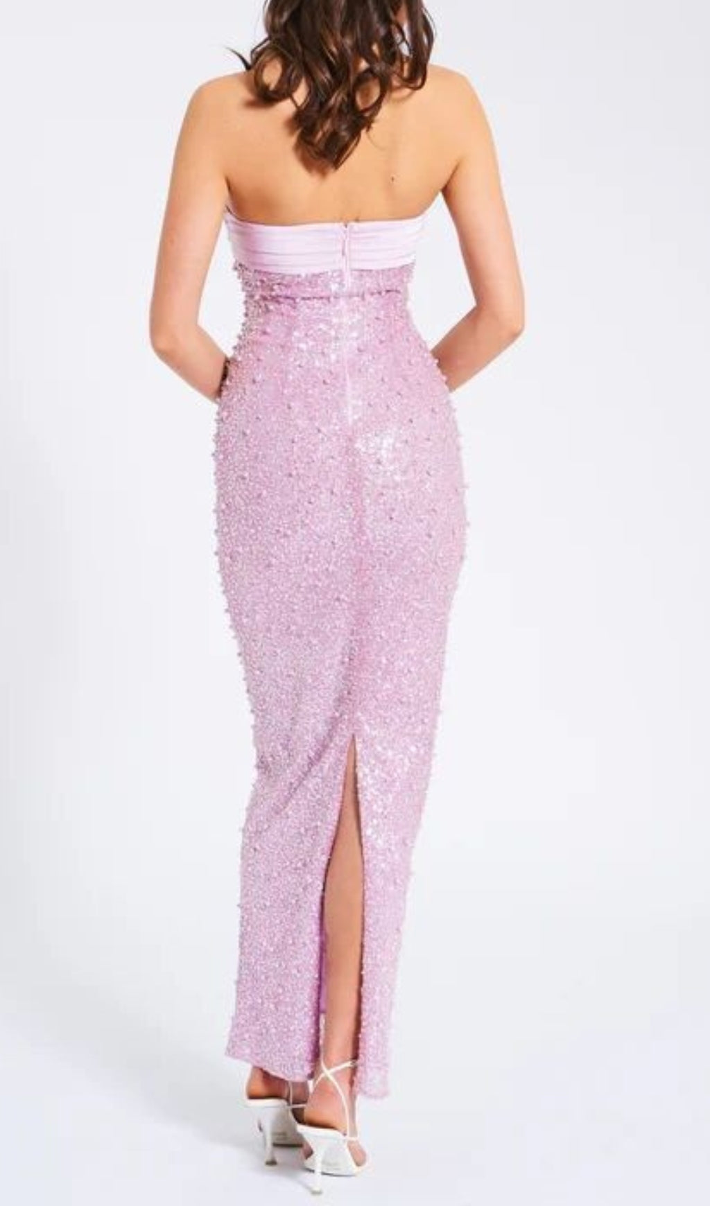 Alazne Purple Sequin Pearl Maxi Dress