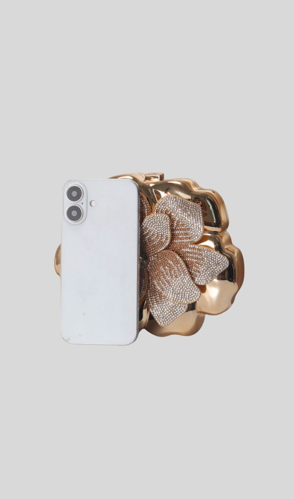 Khoi Gold Blossom Crystal Evening Clutch Bag