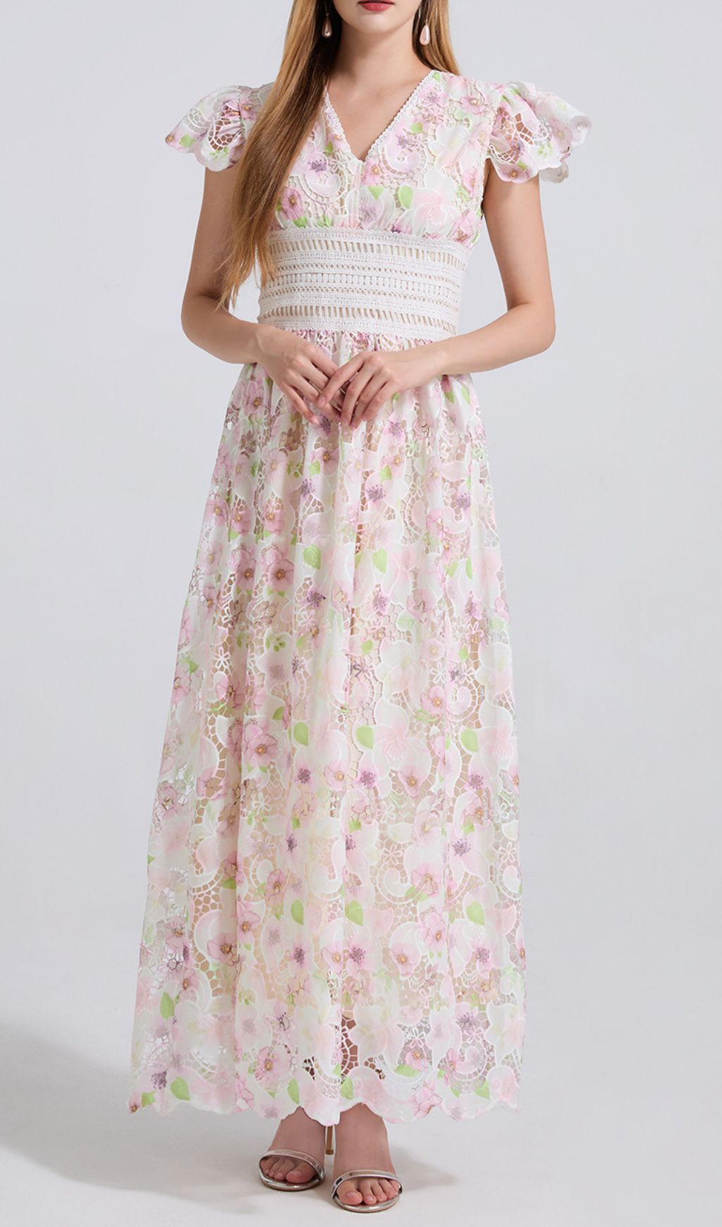 Ezlynn Flower Embroidery Maxi Dress
