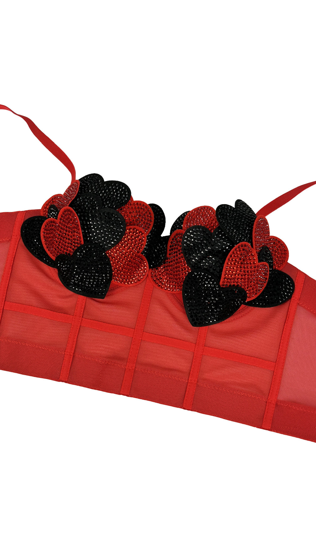 Java Dazzling Diamante Heart Crop Top | Sparkle & Shine Statement Piece