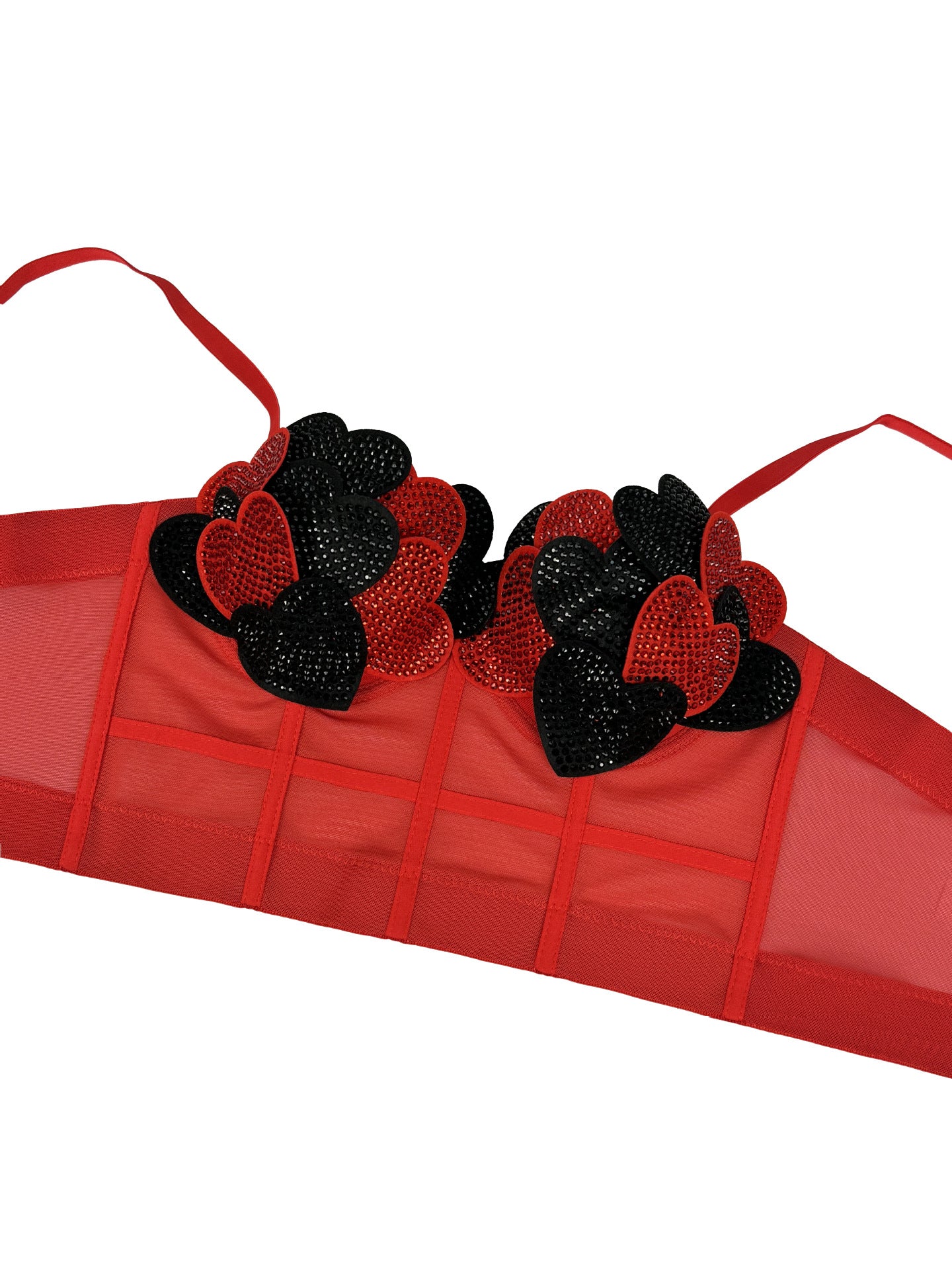 Java Dazzling Diamante Heart Crop Top | Sparkle & Shine Statement Piece