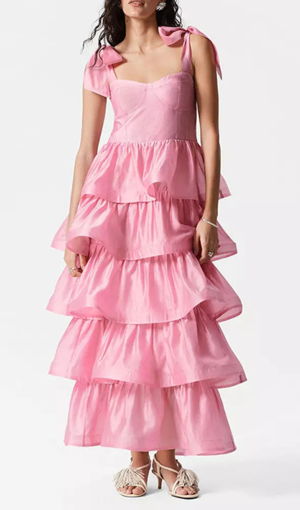 Edina Pink Ruffle Maxi Dress