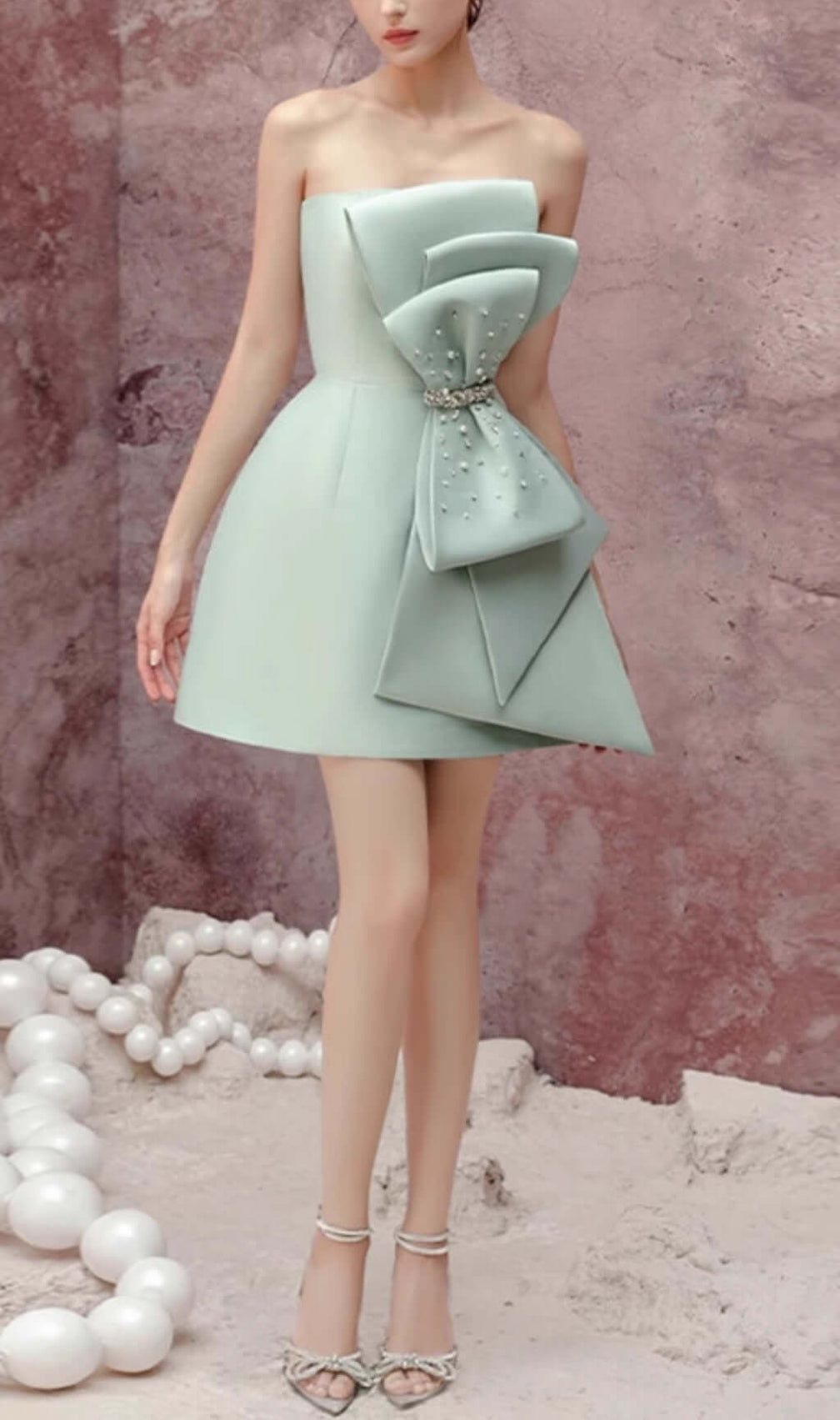 Arihi Mint Bow Mini Dress