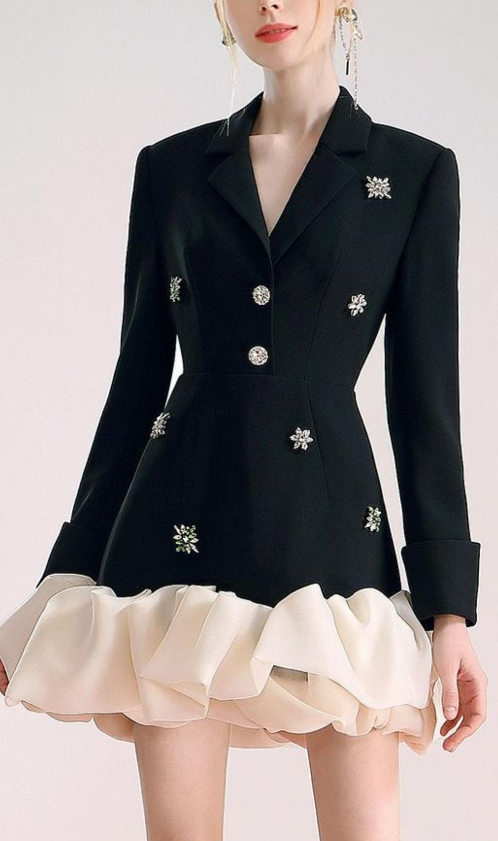 Beaded Embellished Suit Dress In Black