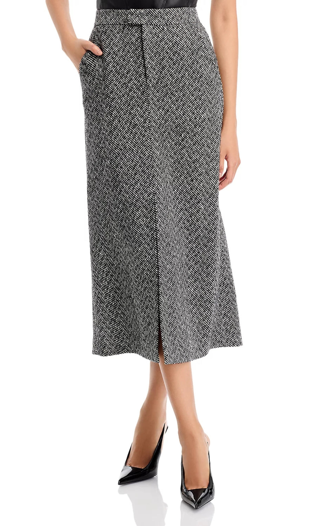 Herringbone Midi Skirt