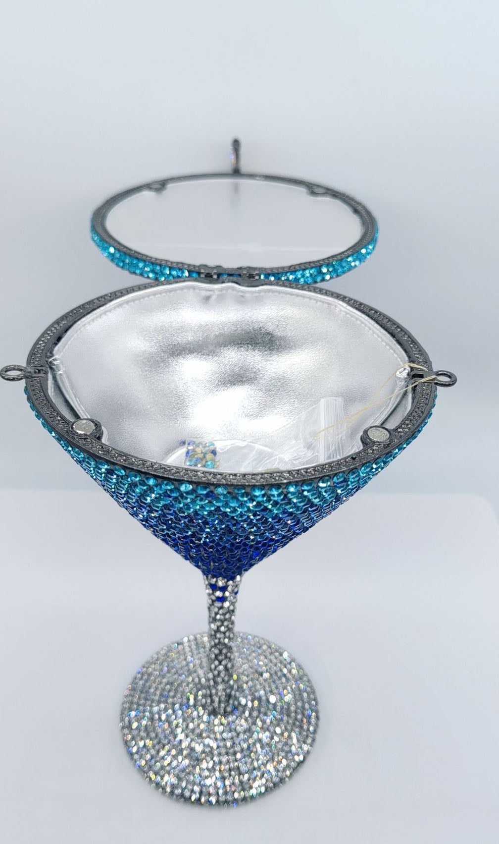 Garin Dazzling Blue Rhinestone Martini Glass Clutch | Sparkling Evening Bag for Women