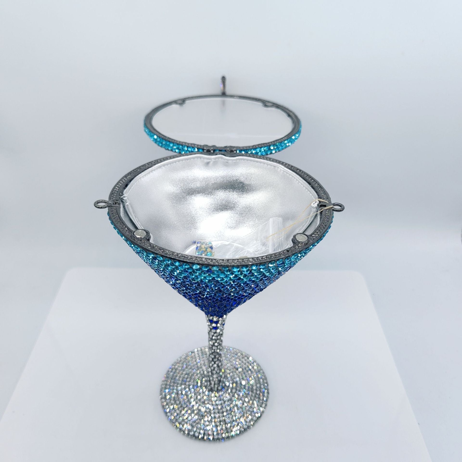 Garin Dazzling Blue Rhinestone Martini Glass Clutch | Sparkling Evening Bag for Women