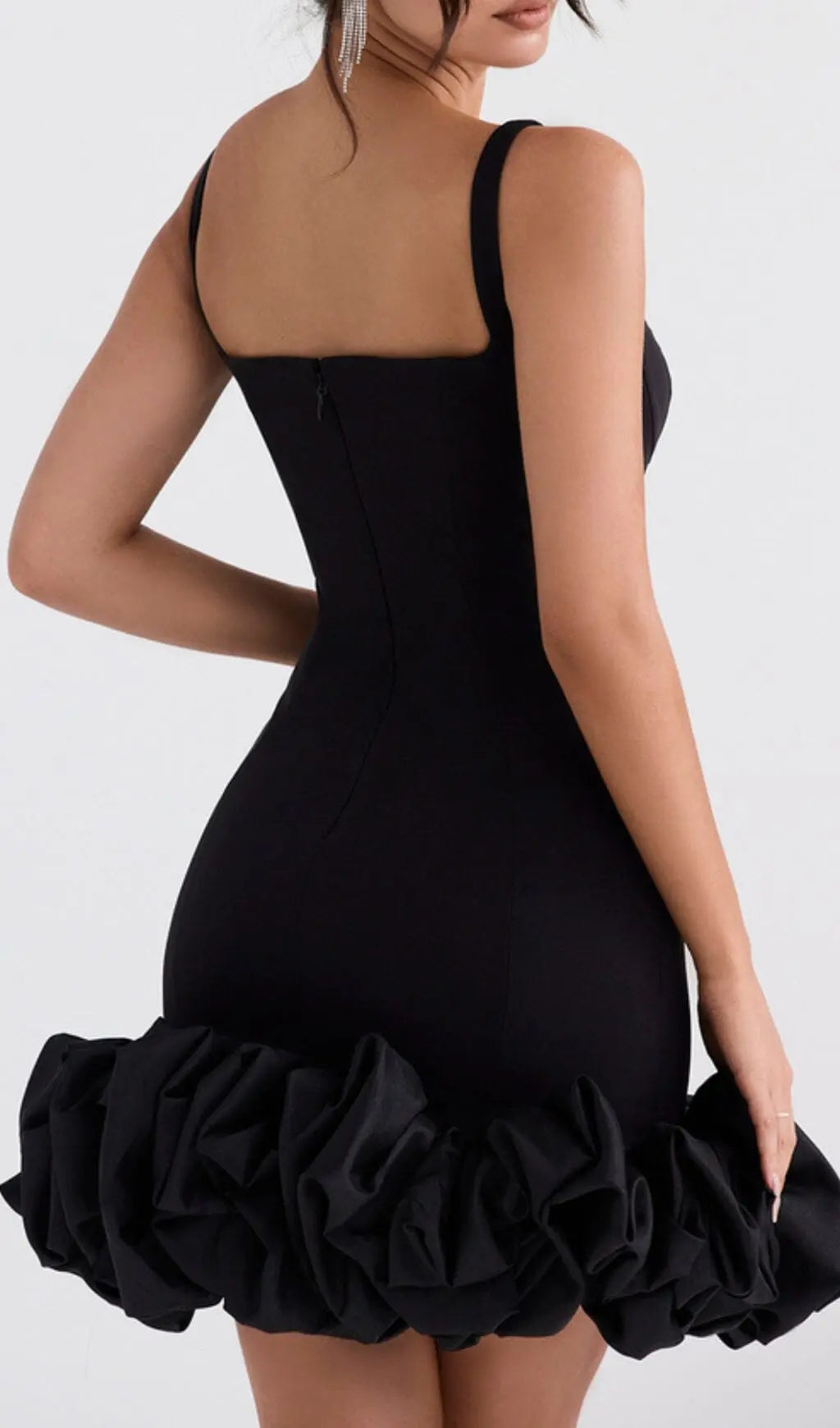 Black Ruffle Hem Dress