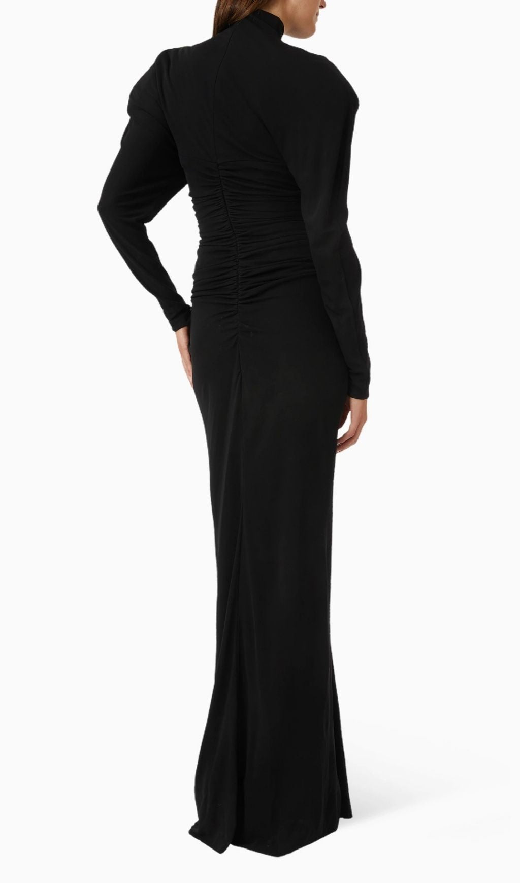 Katalina Black Diamante Sparkle Ruched Maxi Dress | Elegant Long Sleeve Gown