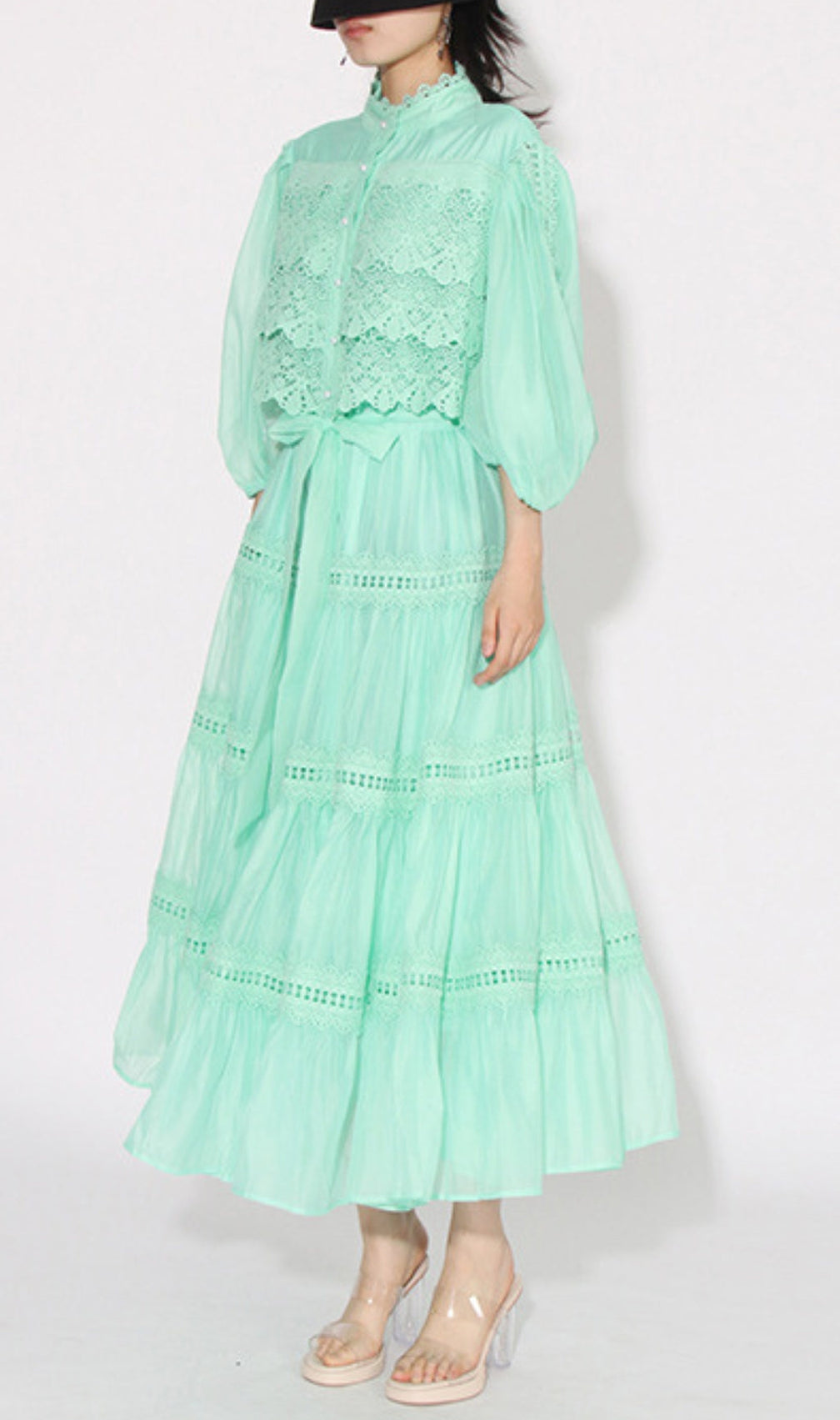 Astrea Puff Sleeve Embroidery Maxi Dress