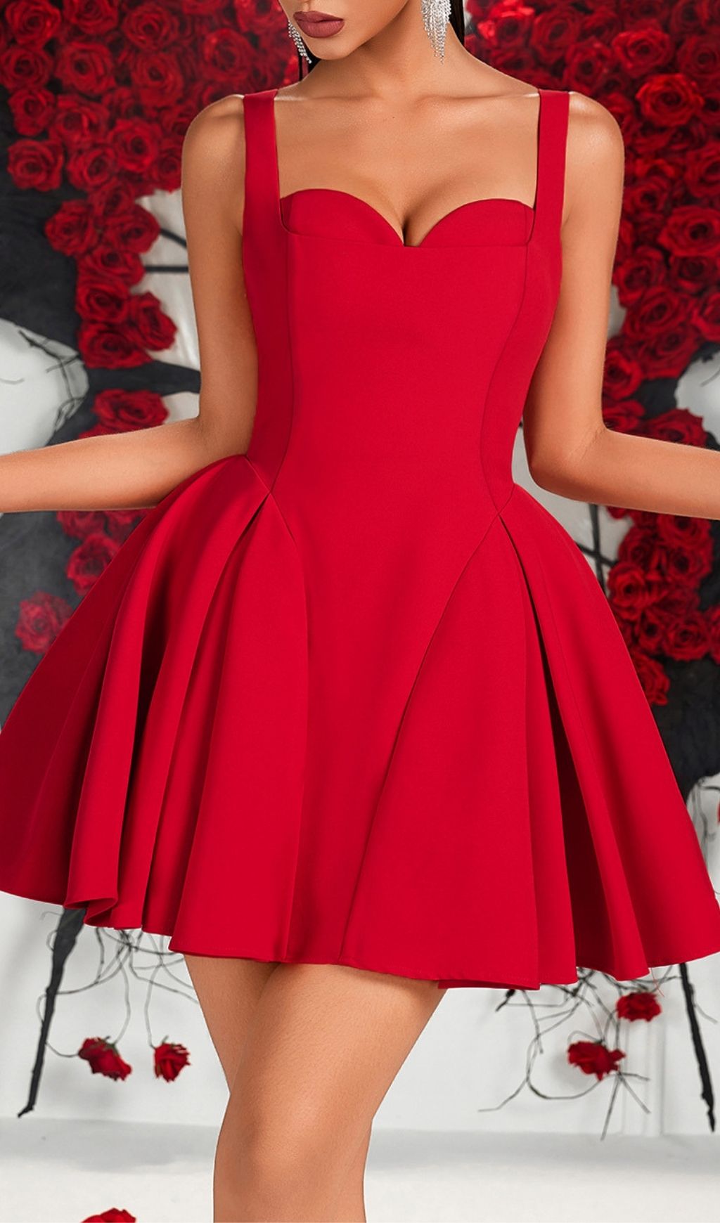 Ignite The Night Red Sweetheart Strappy Mini Dress