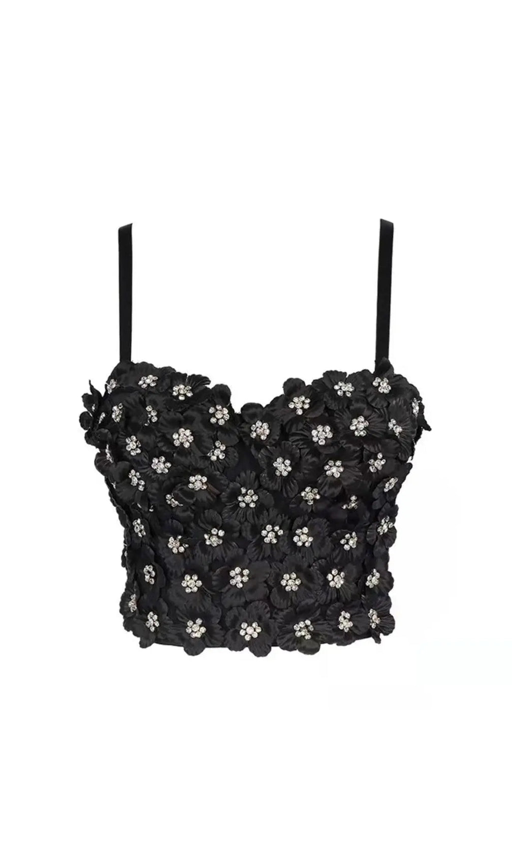 Black Flower Crystal Top