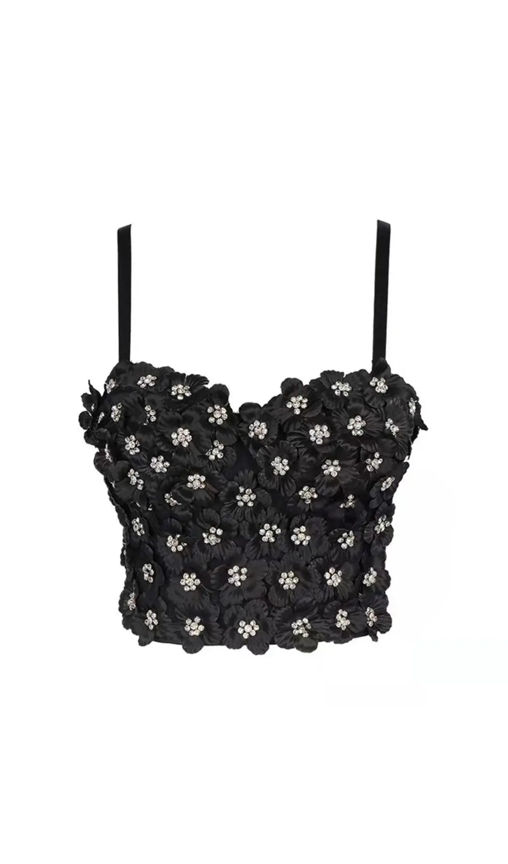 Black Flower Crystal Top