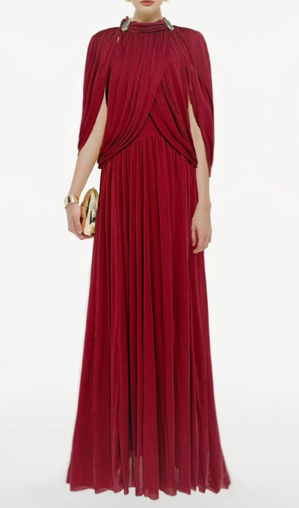 Jodell Elegant Pleated Maxi Dress - Architectural Drape Gown