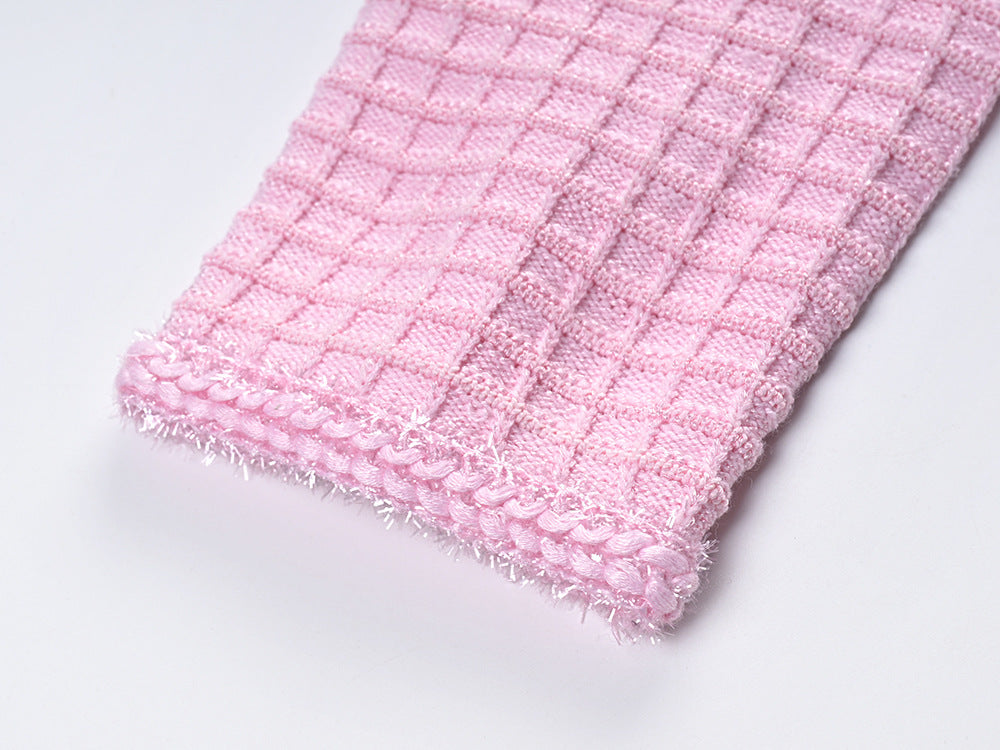 Arwen Pink Sequin Textured Knit Suit