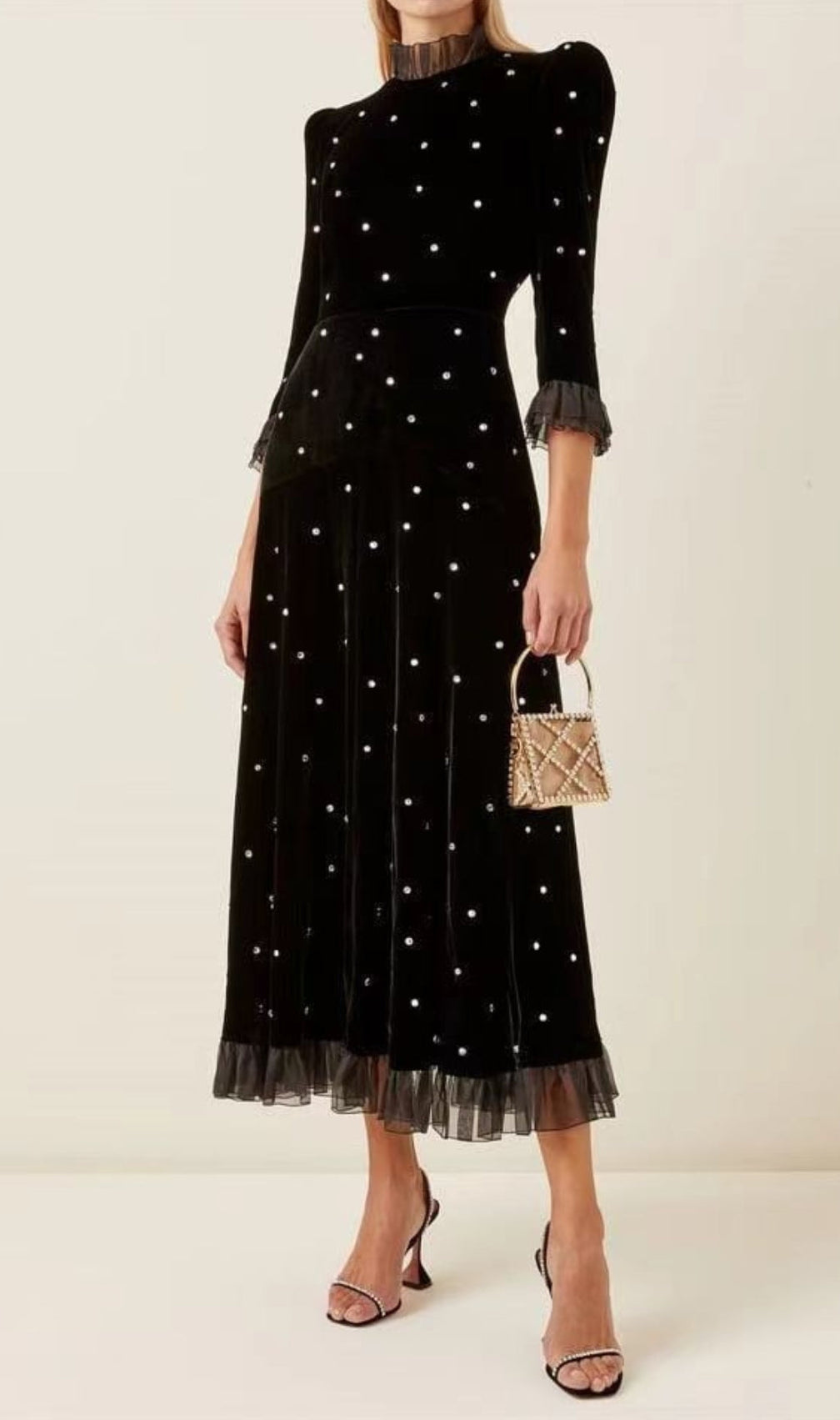 Abarne Velvet Dress With Crystals