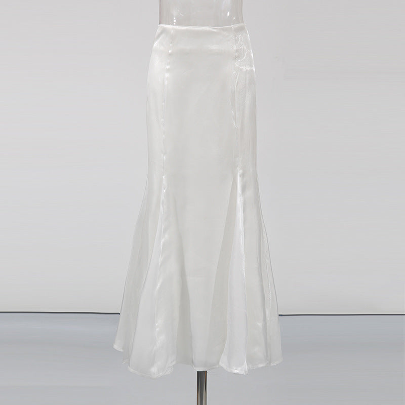 Feo White Flower Embellished Blazer & Midi Skirt