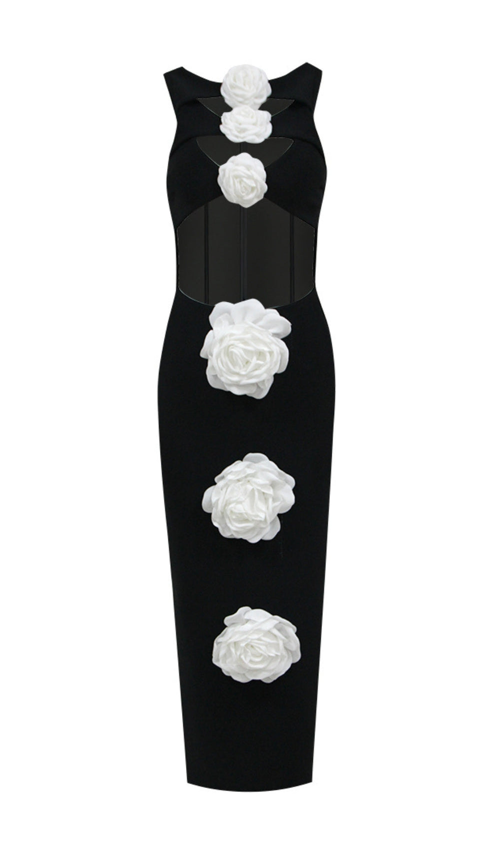 Atia Flower Cutout Midi Bandage Dress