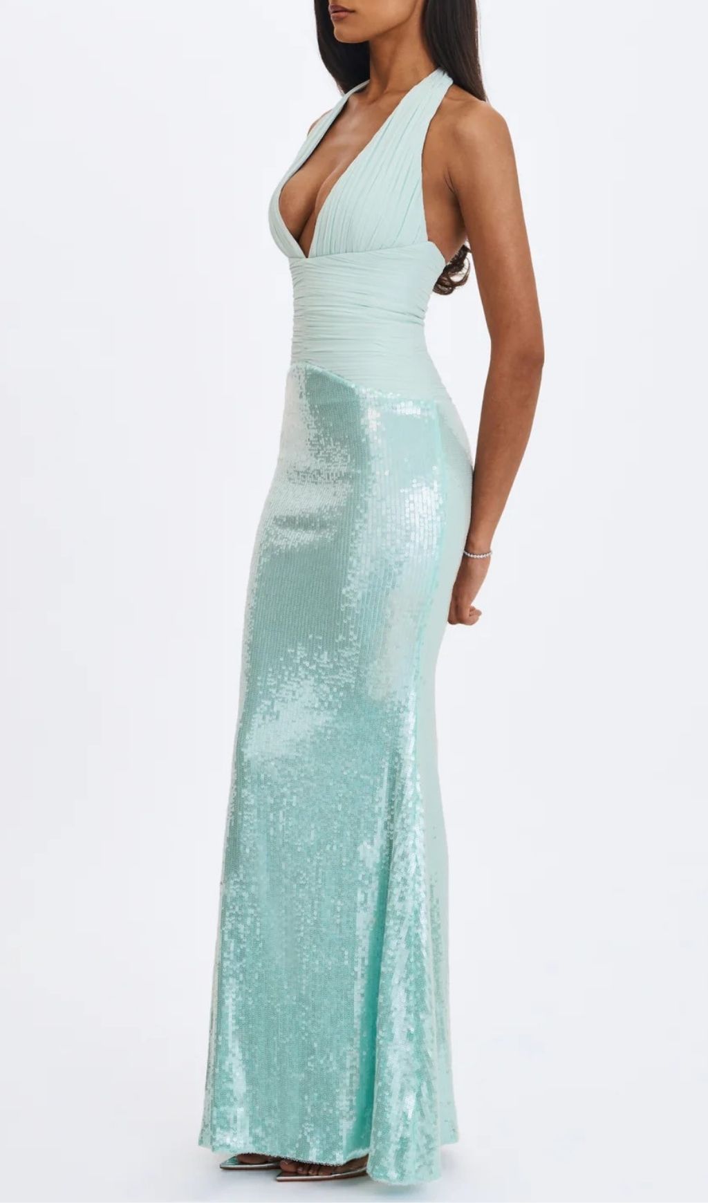 Kerra Mint Sequin Halter Maxi Gown - Prom & Formal Elegance