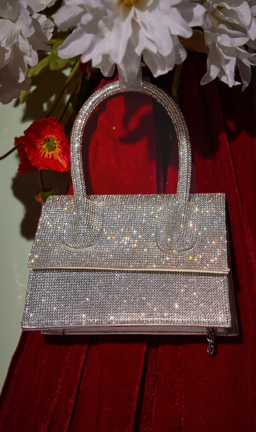 Adonia Crystal Clutch In Silver