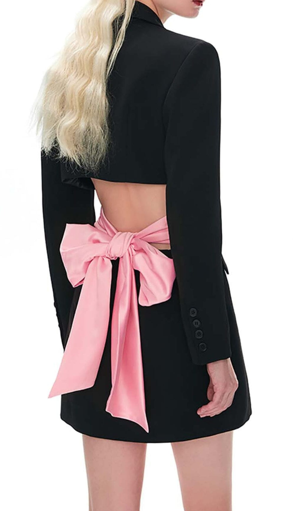 Bow-Embellished Cutout Jacket Dress In Black