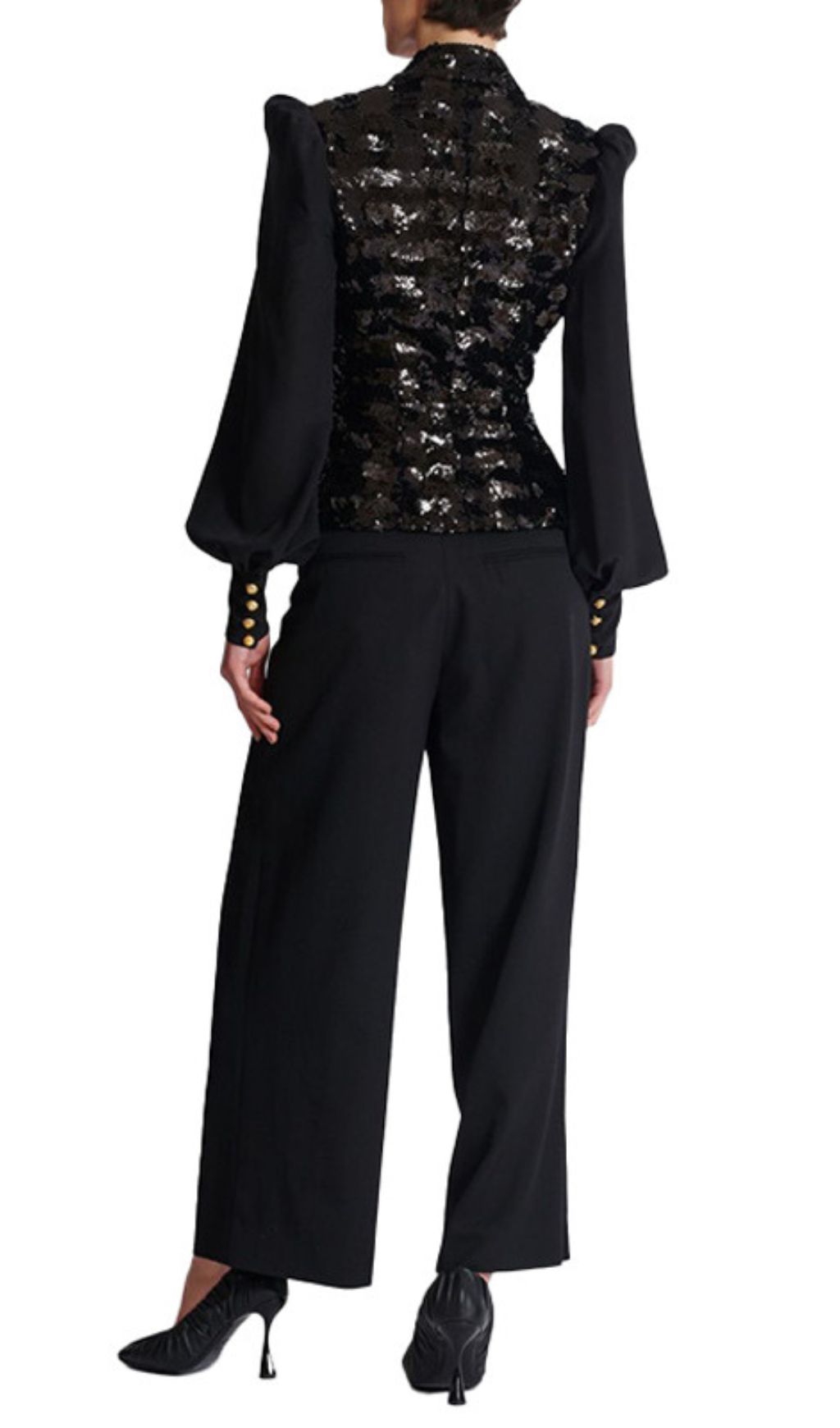 Heiress Glamorous Black Sequin Double-Breasted Blazer Jacket