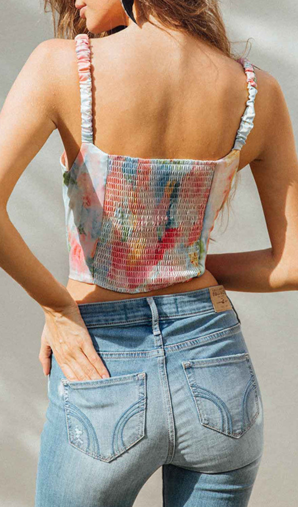 Deborah Printed Corset Mesh Top