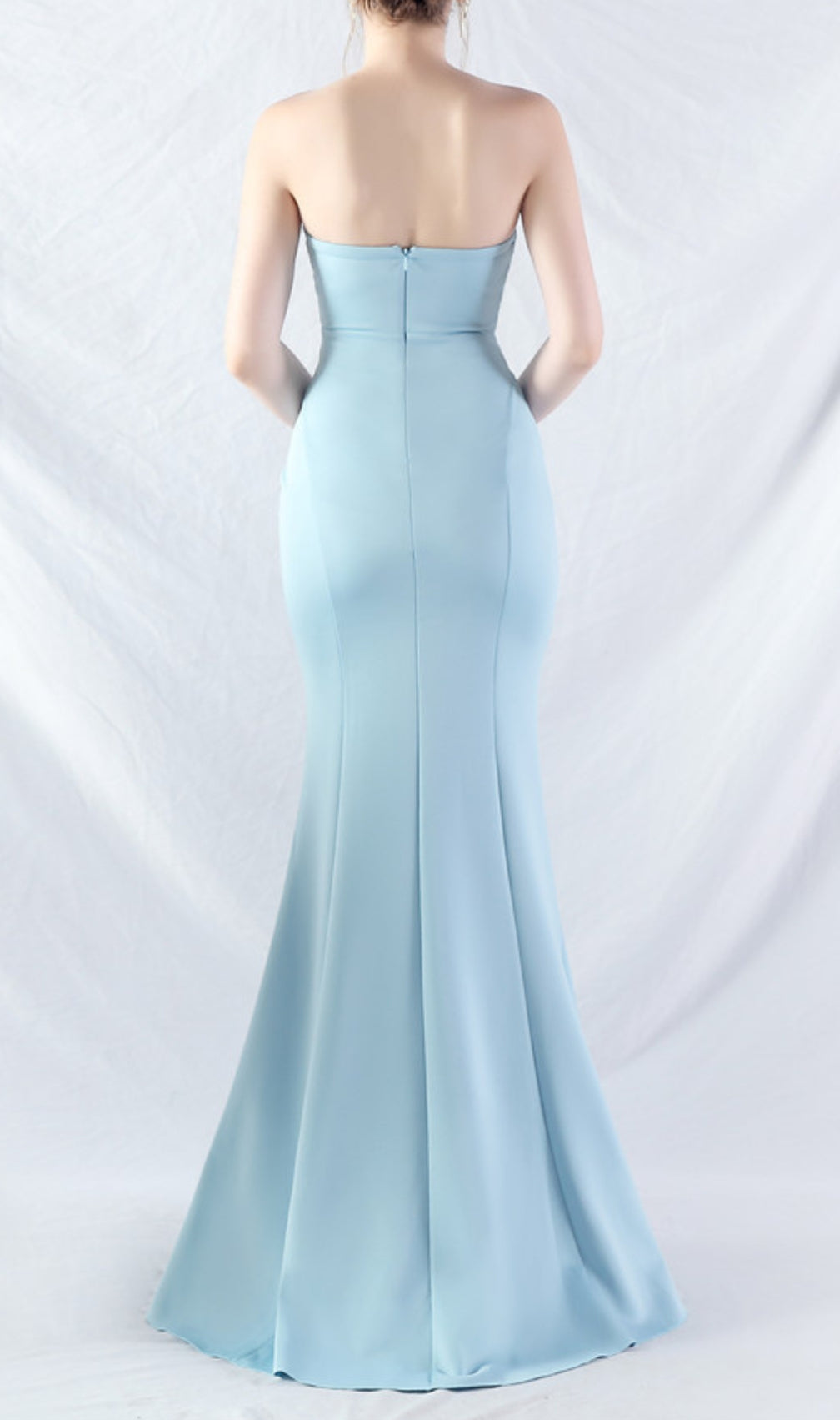 Chrina Blue Strapless Ruched Maxi Dress