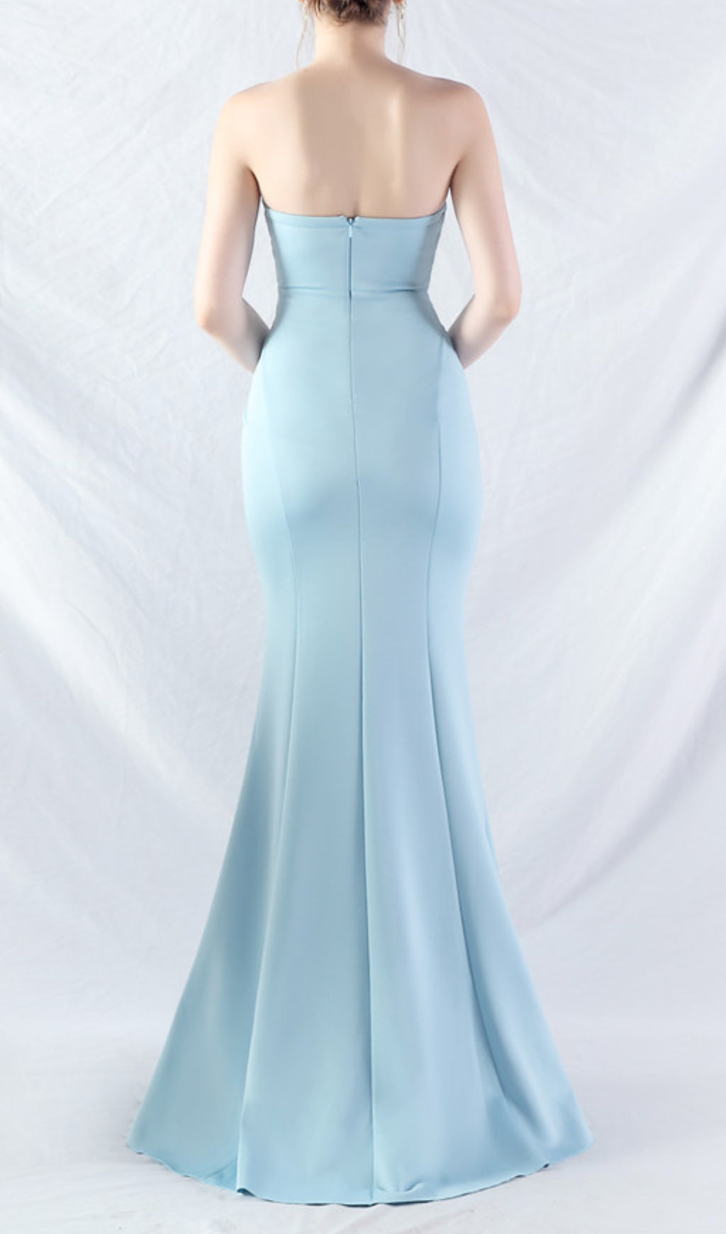 Chrina Blue Strapless Ruched Maxi Dress