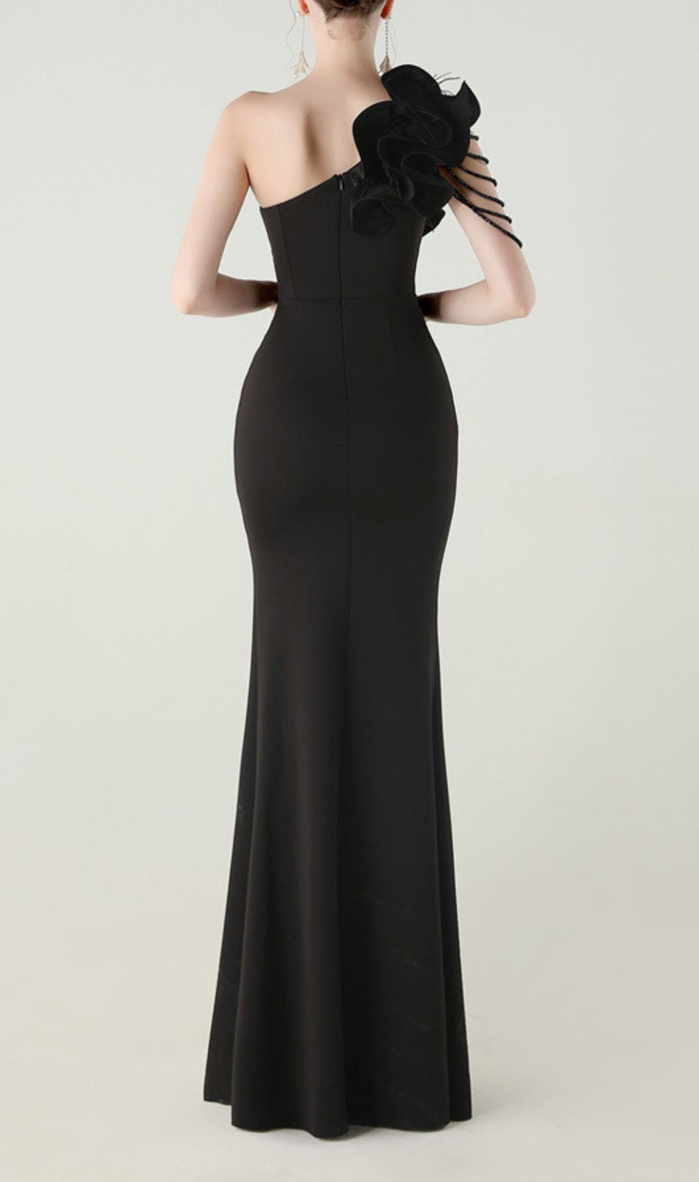 Ijlal Black One-Shoulder Ruffle Maxi Dress | Glamorous Evening Gown