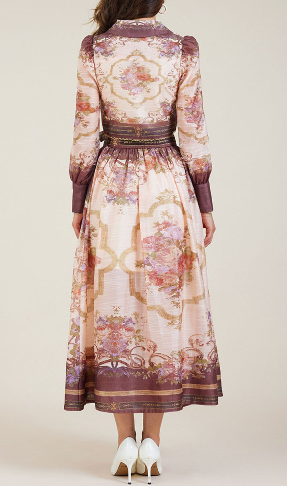 Gretchen Flower Printed Long Sleeve Blouse & Skirt Set