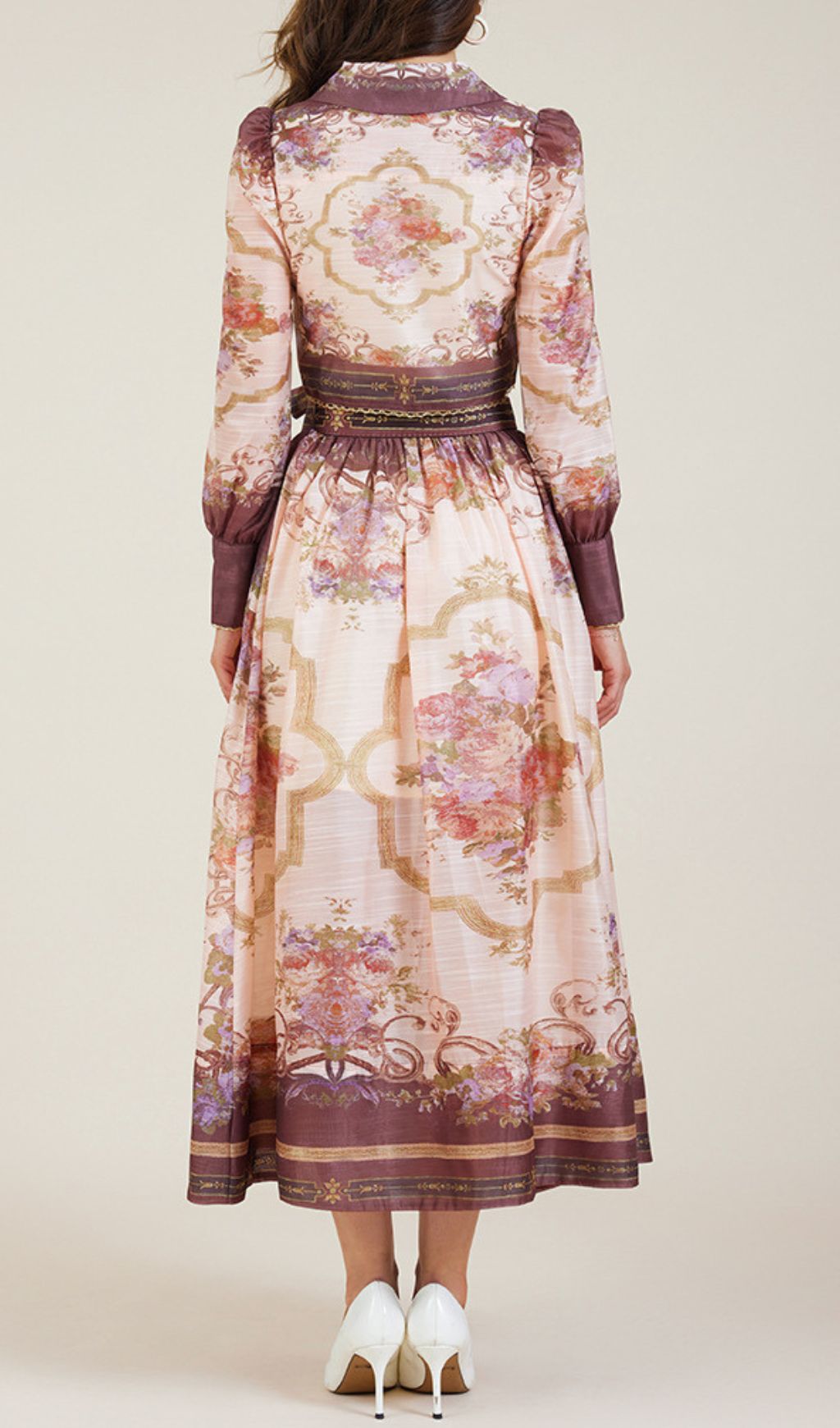 Gretchen Flower Printed Long Sleeve Blouse & Skirt Set