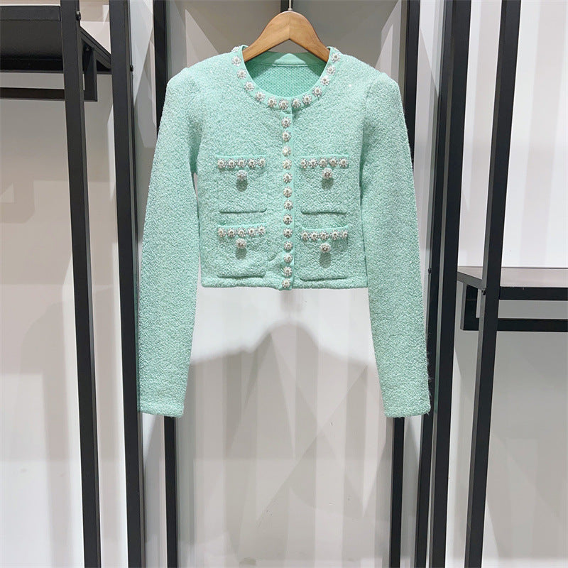 Admiral Mint Sequin Knit Cardigan Set