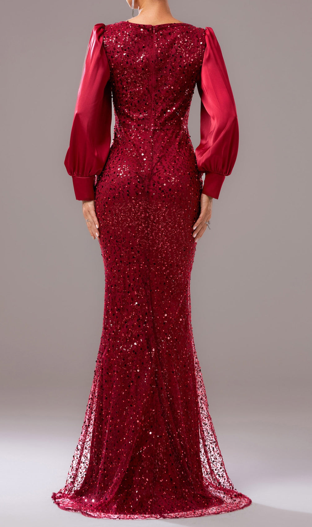 Colum Red Sequin Long Sleeve Maxi Dress