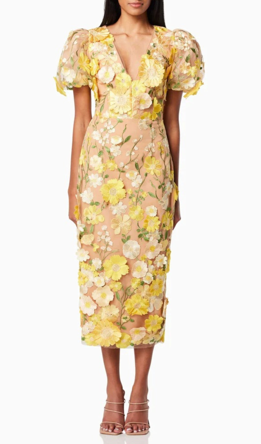 Aliya 3D Flower Midi Dress
