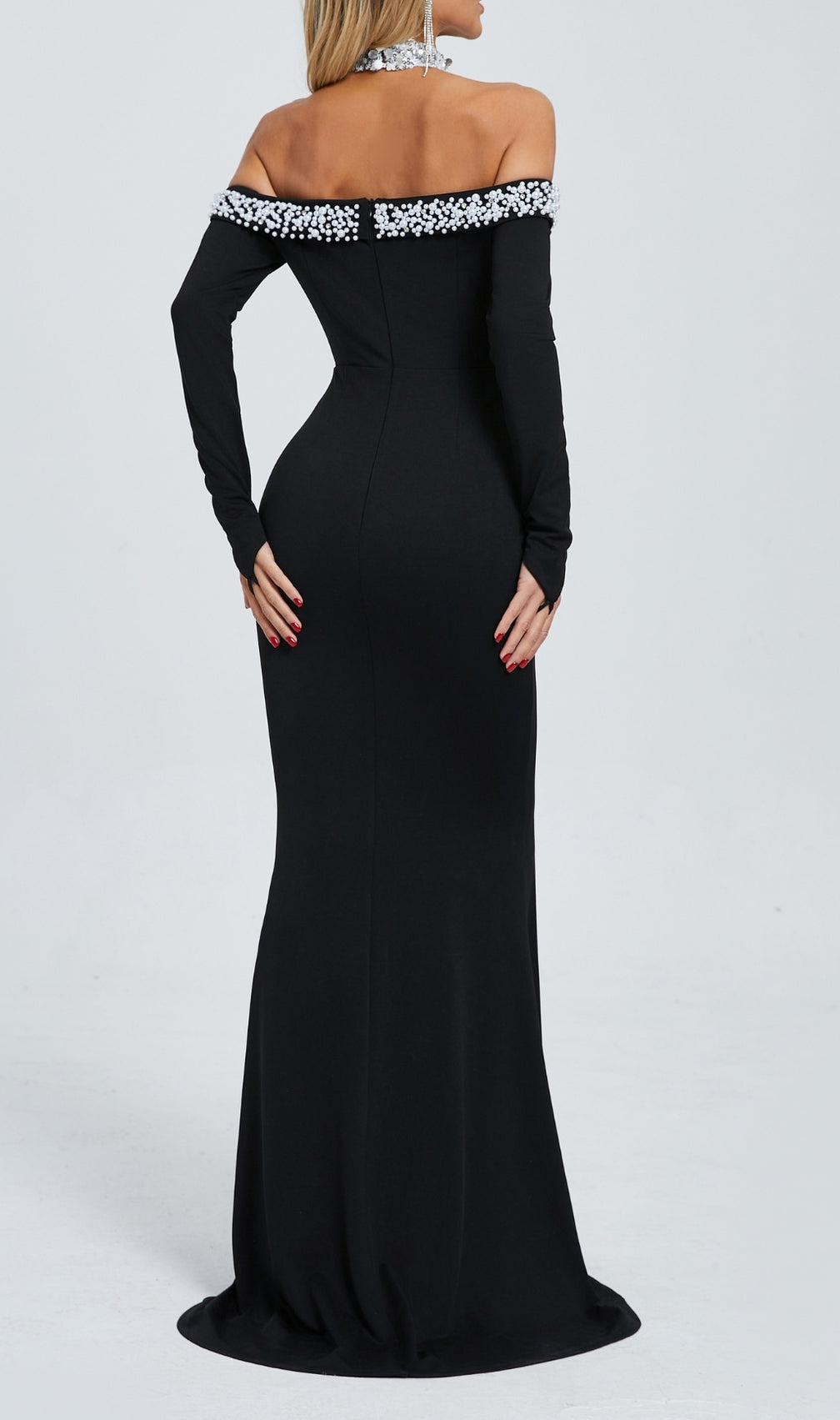 Damir Black Pearl Long Sleeve Maxi Dress