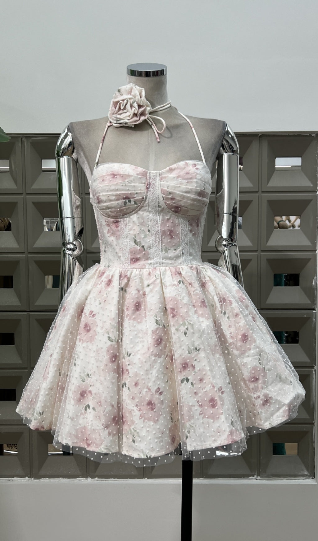 Ewelina Halter Floral Mini Dress