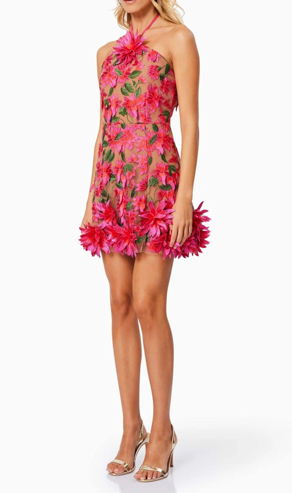 Faunia Halter Flower Mini Dress