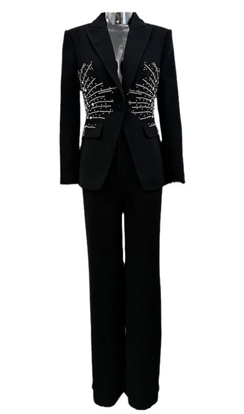 Clarice Black Crystal Blazer Set