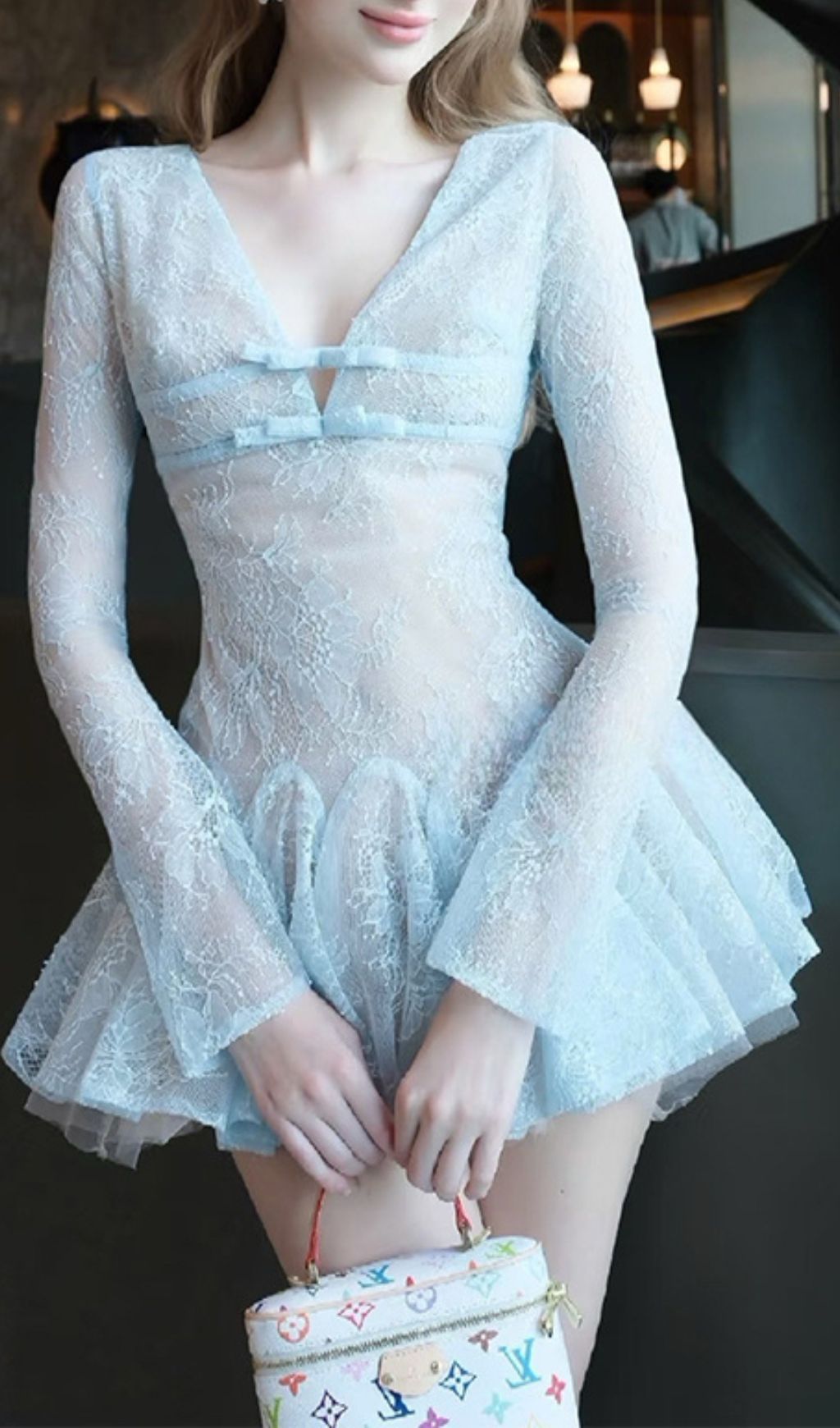 Itsuki Lace Long Sleeve Mini Dress