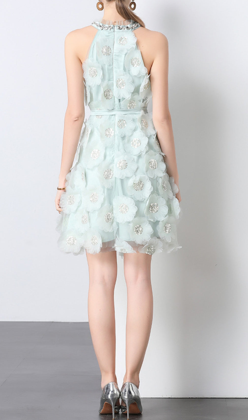 Elke Flower Sequin Mini Dress