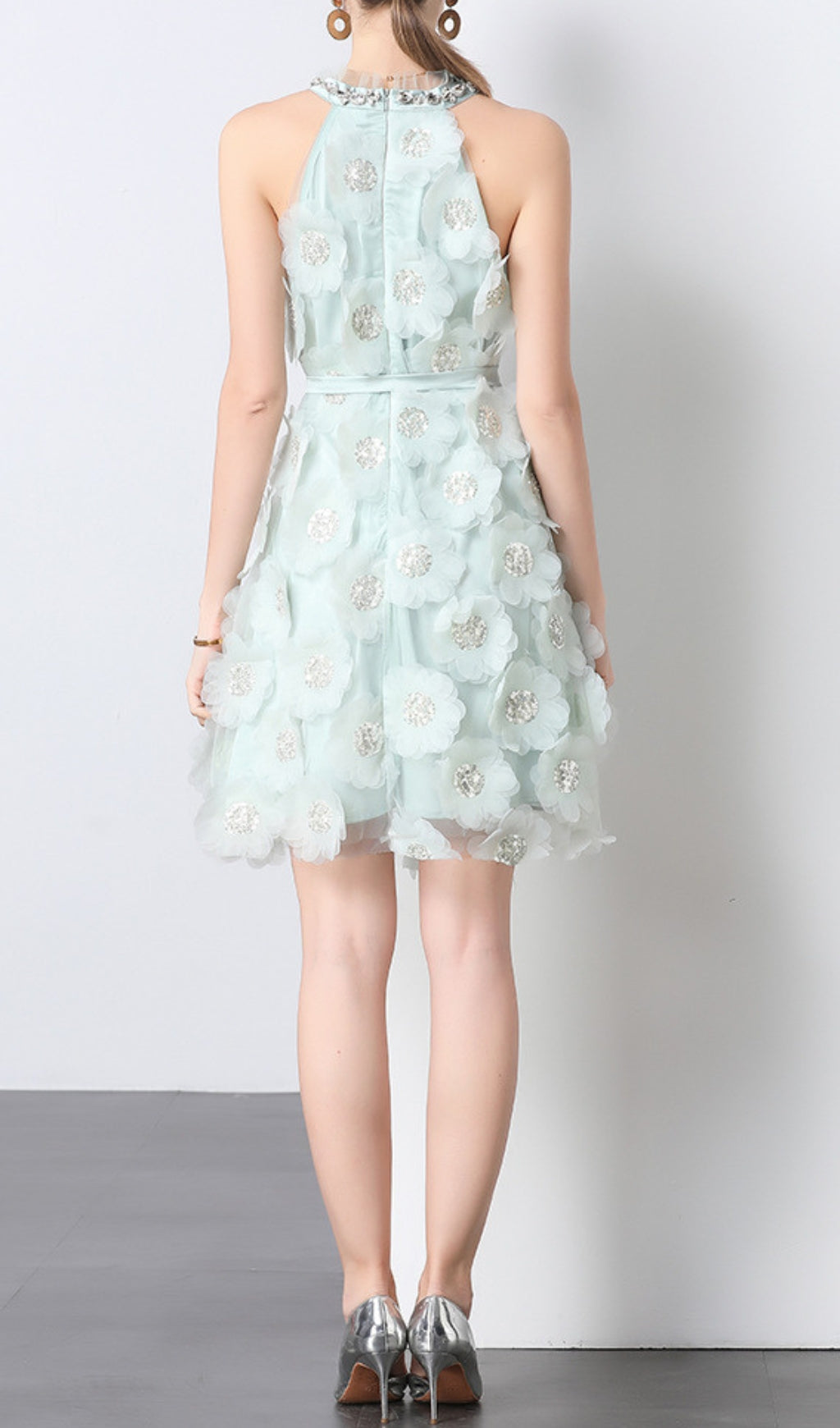 Elke Flower Sequin Mini Dress