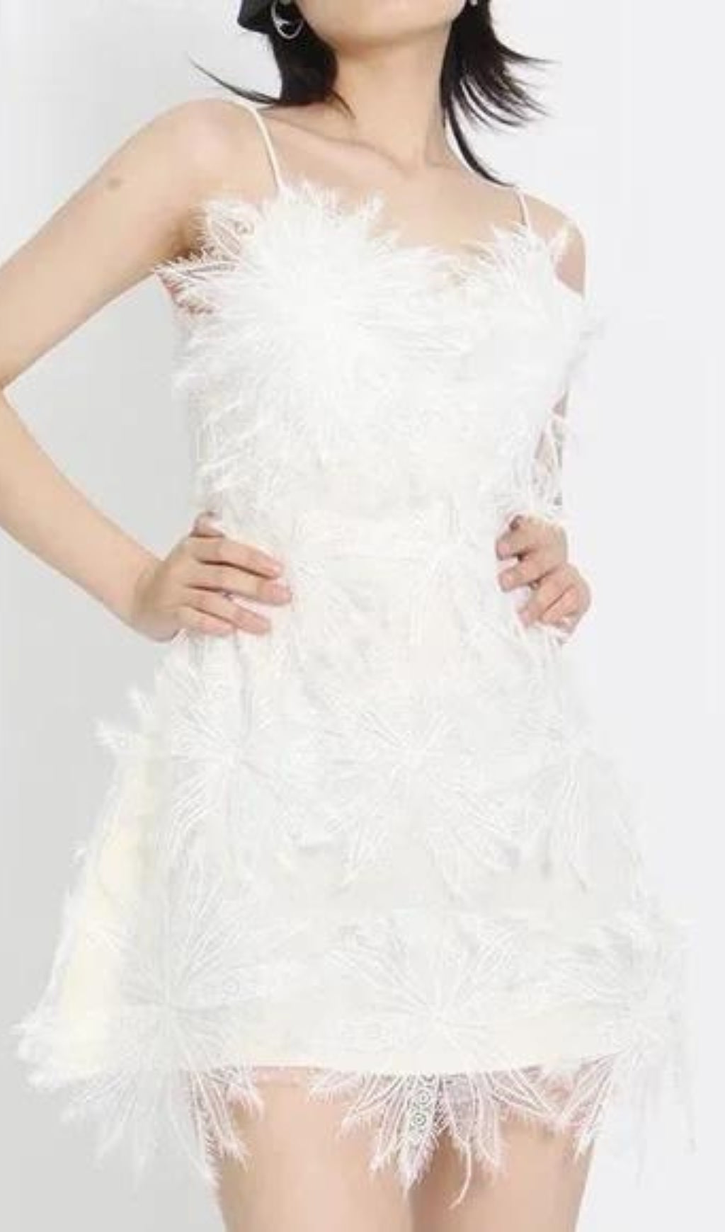 Aintza White Floral Appliqué Mesh Dress