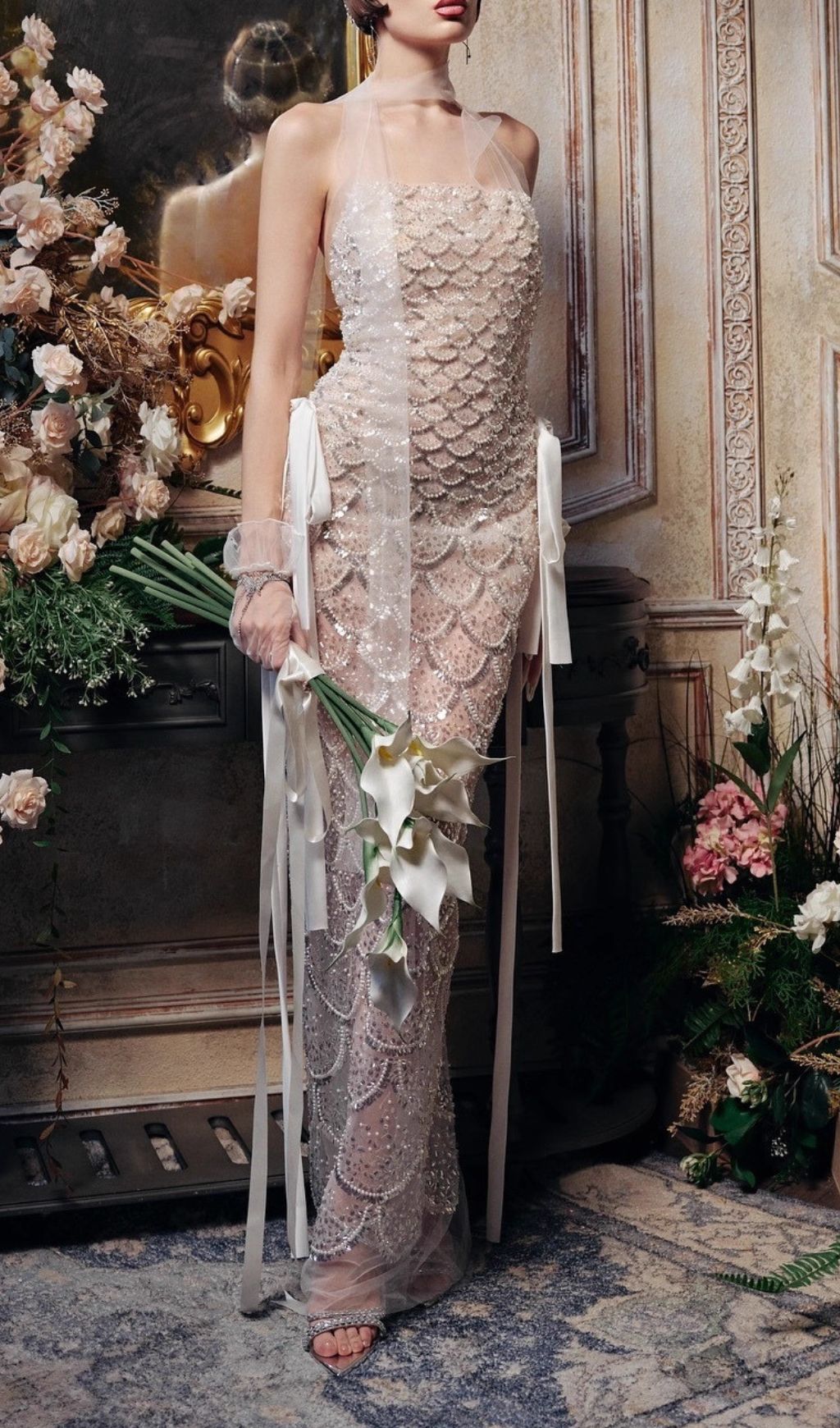 Jenna Scallop Sequin Backless Maxi Dress - Glamorous Event Gown