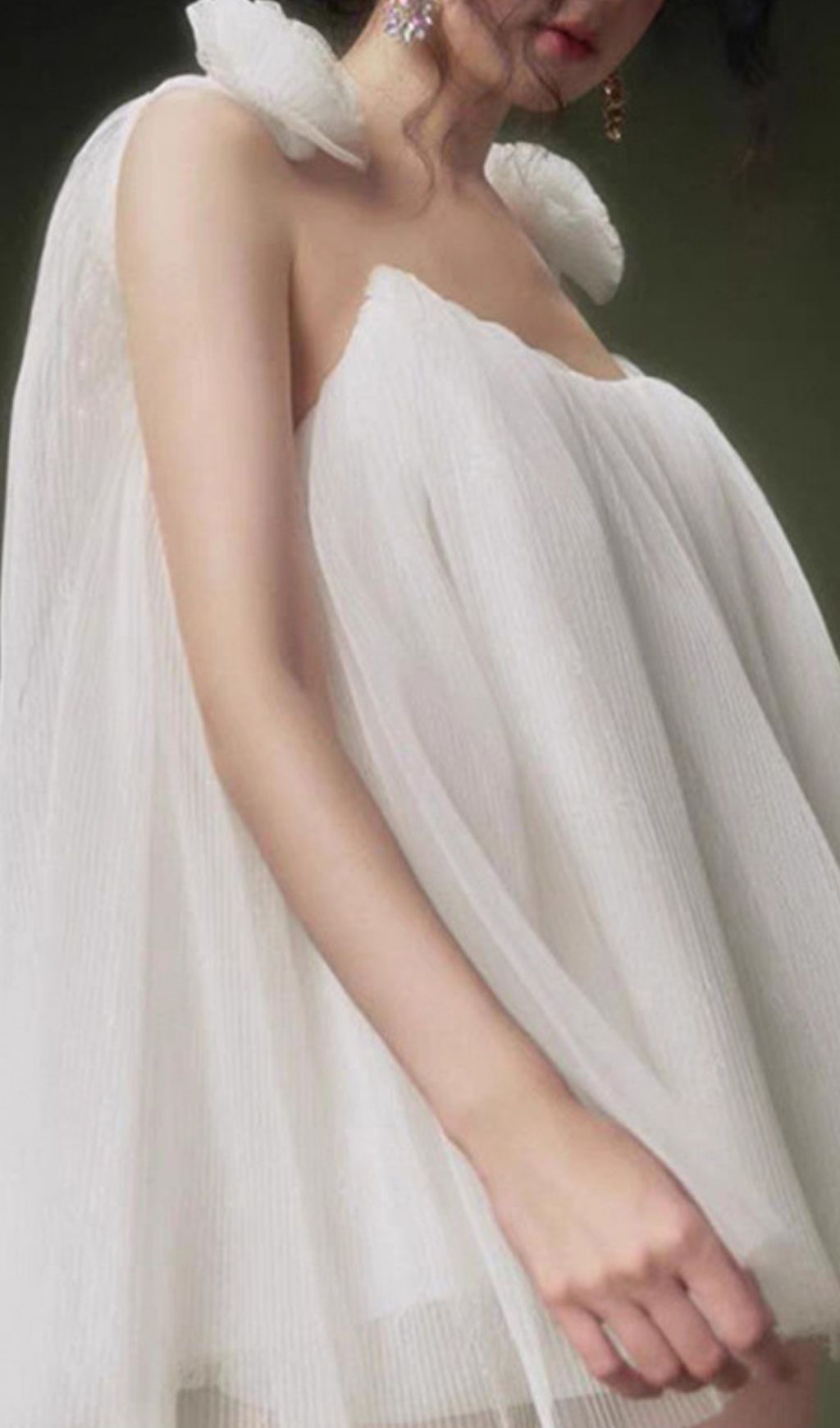 Lanier White Flower Mesh Mini Dress