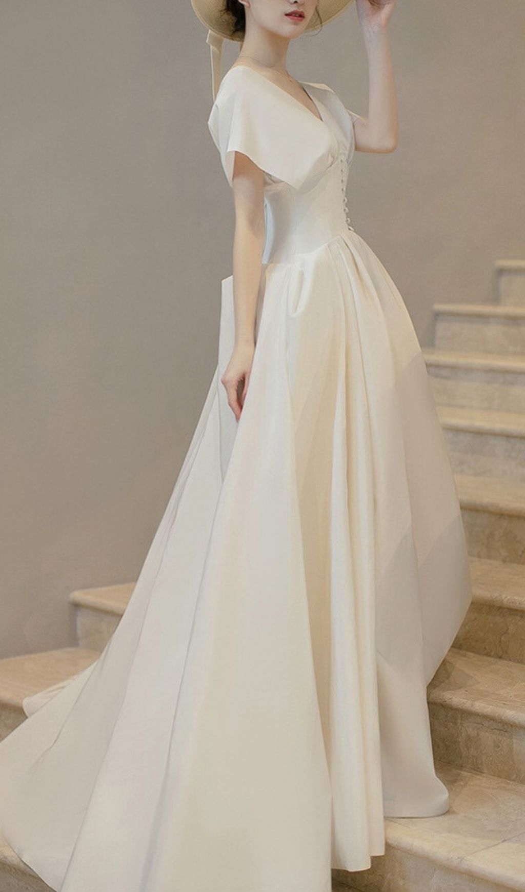 Karlene Timeless White V-Neck Maxi Dress | Elegant 'Old Money' Gown