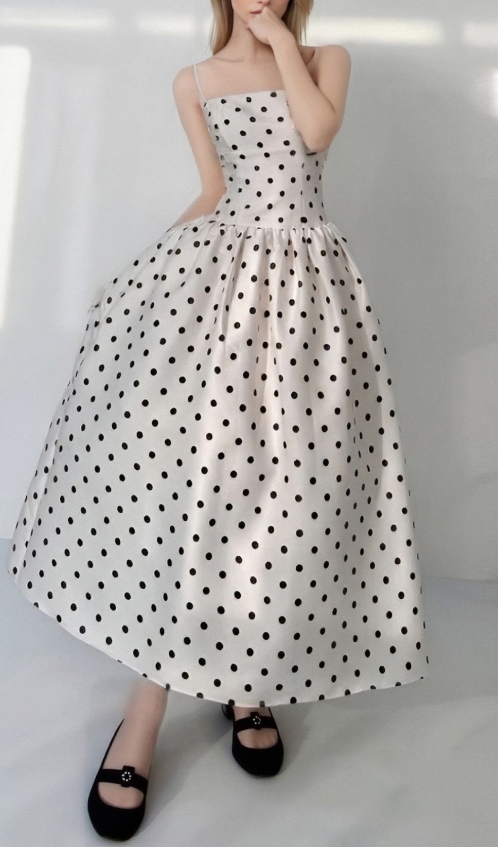 Floriane Strappy Dot Midi Dress