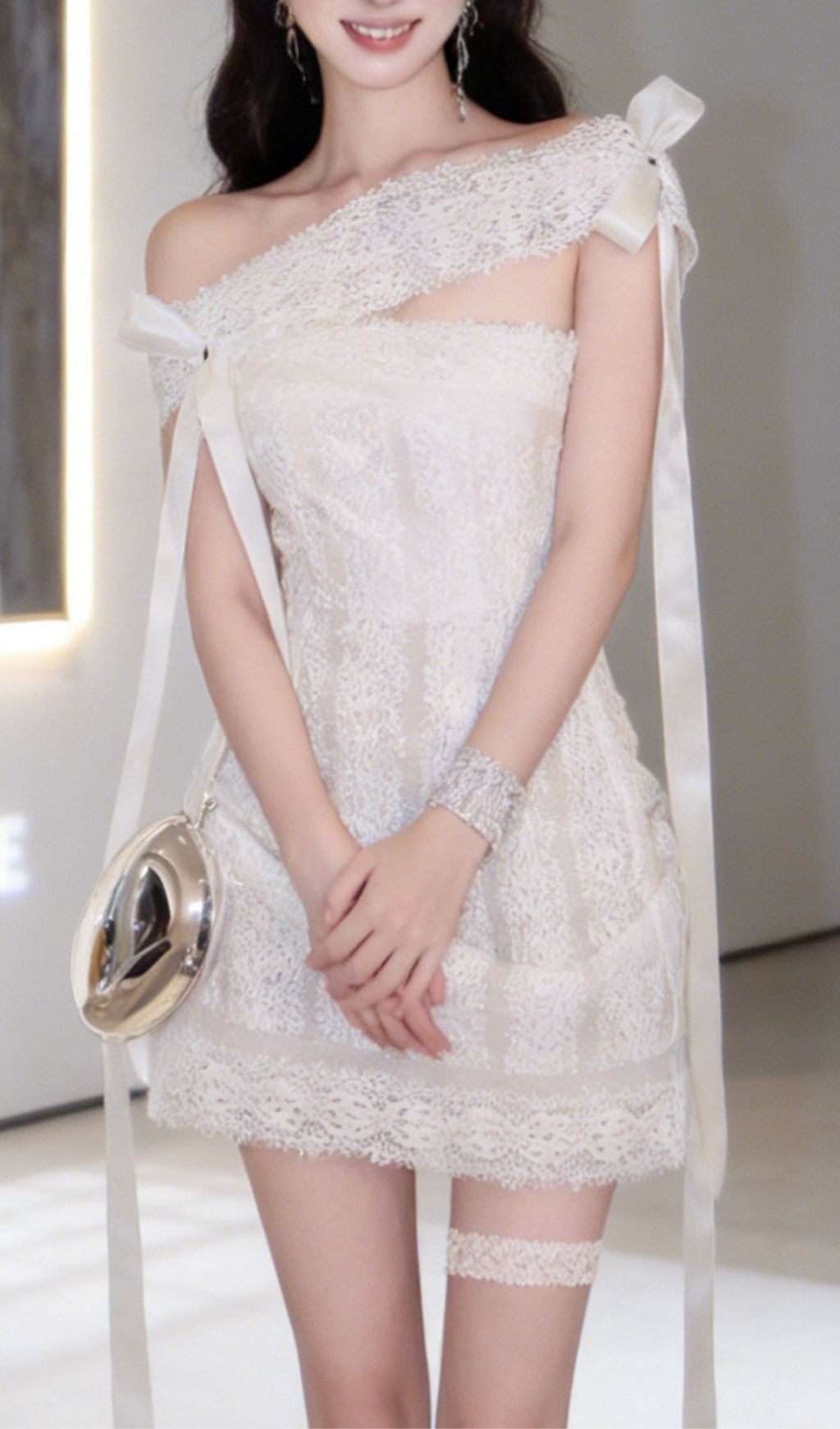 Kamea Romantic White Lace Mini Dress - Elegant Off-Shoulder Party Dress