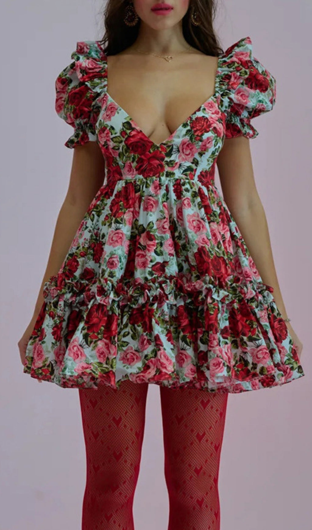 Eilidh Floral V-Neck Mini Dress