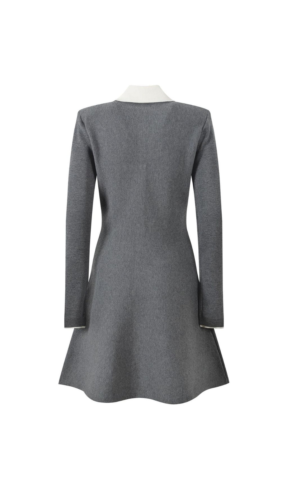 Hélio Chic Grey Knit Sweater Mini Dress with Peter Pan Collar